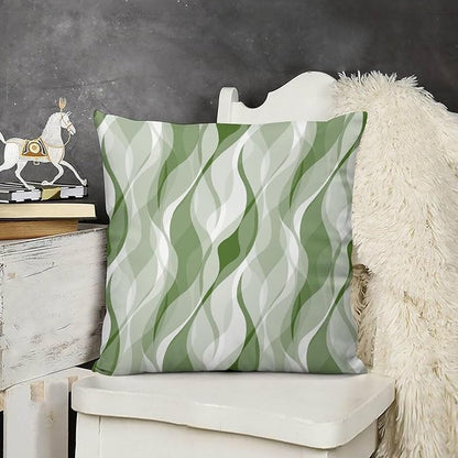 Green Throw Pillow Covers Modern Abstract Ombre Green Striped Decorations for Bedroom Living Room Farmhouse Sofa Pillows Bed Couch 12x12 Inch
