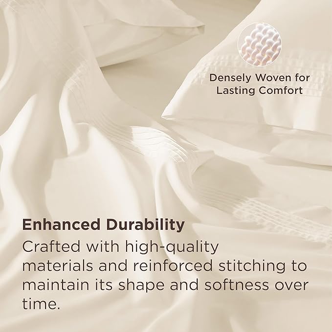 Bedsure Deep Pocket King Sheet Set - Fits Mattresses Up to 21 Inches Thick - 4 Piece GentleSoft Bed Sheets, Moisture Wicking, Soft & Cooling Bedsheet & Pillowcases, Easy & Secure Fit, Ivory