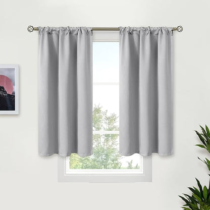 BGment Short Blackout Curtains 45 Inch Length for Kitchen Window - Rod Pocket Drapes Room Darkening Privacy Blinds for Bathroom Bedroom Windows, 2 Panels, 34 x 45 Inch