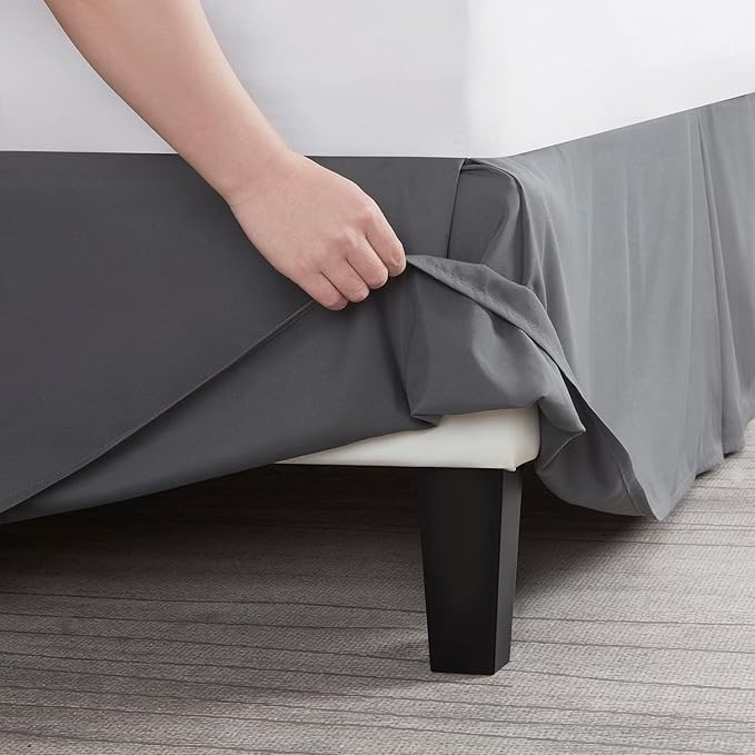 Nestl Pleated Bed Skirt, Easy Fit Bed Skirt, 14” Inch Tailored Drop Bed Skirt, Soft Double Brushed Premium Microfiber Ruffle Bed Skirt, Luxury Bedskirt, Hotel Bed Ruffle, King Bed Skirt Dark Gray