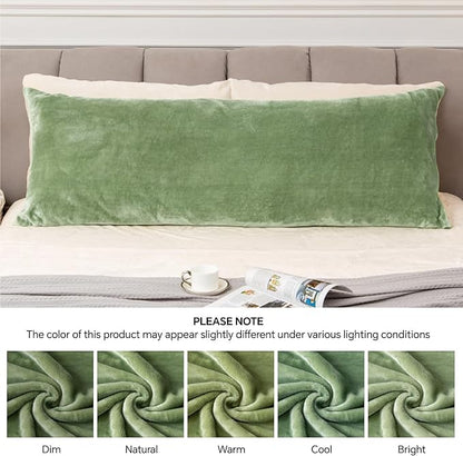 BEDELITE Body Pillow Cover with Zipper Closure, Super Soft and Cozy Fuzzy Fleece Body Pillow Case Cover 20 x 54 Inches, Sage Green