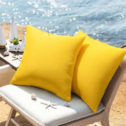 Phantoscope Pack of 2 Premium Dual Usage Outdoor Pillow Inserts, Waterproof Throw Pillows No Cover Needed, Colorful Decorative Couch Sham Cushion Stuffer Patio Couch Tent, Yellow 20 x 20 Inches