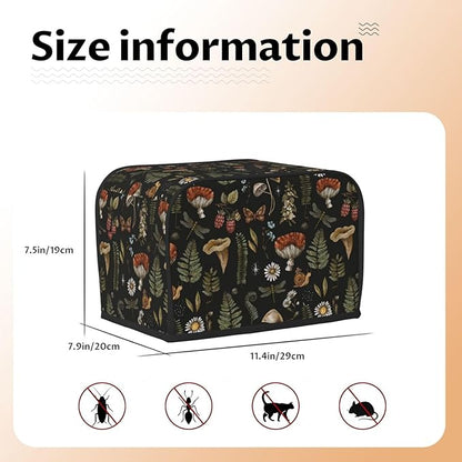 Vintage Witch Leaves Plant Mushroom 2 Slice Toaster Cover, Waterproof Toaster Dust Cover Bread Maker Protective For Small Kitchen Appliance Dining Room Home Table Decor Gifts