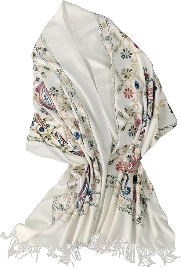 Urban CoCo Women's Embroidered Tassel Long Shawl Oversize Scarf Wraps for Women