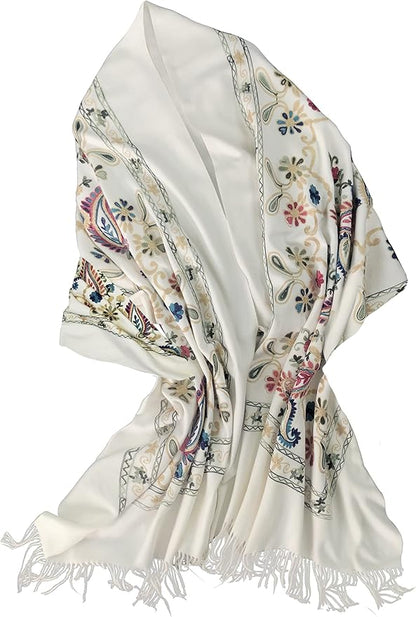 Urban CoCo Women's Embroidered Tassel Long Shawl Oversize Scarf Wraps for Women