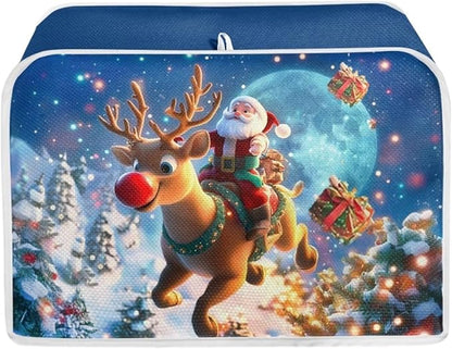 ZFRXIGN 4 Slice Toaster Cover Christmas Deer Santa Claus Dust Cover Small Appliance Covers Washable Toaster Bag with Top Handle Cute Baby Elephant Toaster Oven Cover Kitchen Decor Blue