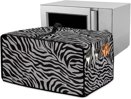 Grey Zebra Print Microwave Oven Dust Cover Dust-Proof Waterproof Microwave Toaster Oven Cover Easy to Clean Kitchen Machine Covers Case Protections Protector, S
