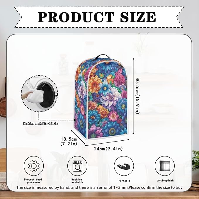 Bright Blossoms Kitchen Blender Cover Toaster Cover Boho Mandala Floral 2 Slice Washable Kitchen Accessories Small Appliance Protector Covers