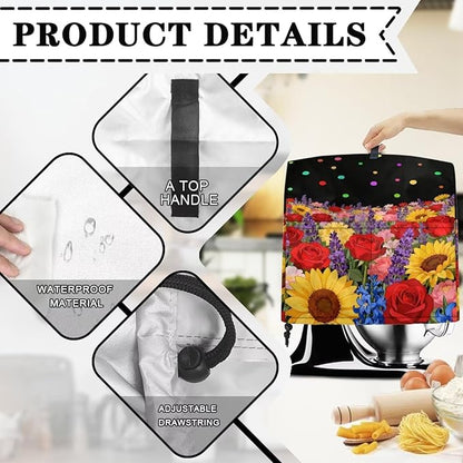 Stand Mixer Covers Compatible with 4.5-5 Quart Colorful Flowers Kitchen Aid Mixer Fit All Tilt Head Bowl Lift Models Easy Clean Mixer Covers