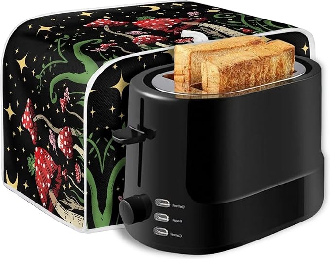 ZFRXIGN Butterfly Mushroom Toaster Cover 4 Slice Wide Slot Toaster Dust Covers Oven Cover Moon Night Kitchen Small Appliance Cover with Top Handle Home Decor Galaxy Frog