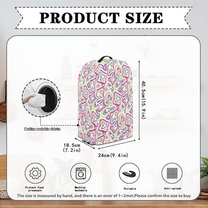 Psychedelic Abstract Coffee Machine Dust Cover Universal Design Compatible with Blender Juicer Food Processor Washable Oil Proof Food Processor Protective Cover with Top Handle