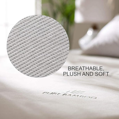 Twin Mattress Protector by PURE BAMBOO, Waterproof - Viscose Derived from Bamboo, Breathable, Noiseless Mattress Cover Protects Against Moisture, Spills, Stains (Twin)
