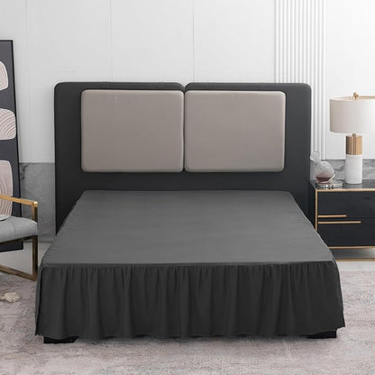 TSUTOMI Bed Skirt Twin Size Ruffled Bed Skirt with Split Corners, 18 Inch Drop Dust Ruffle Bed Skirts with Platform, Gathered Style, 100% Microfiber, Black
