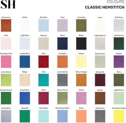 Solino Home Linen Rainforest Green Hemstitch Table Runner 60 Inches - 100% Pure Linen Small Table Runner 14 x 60 Inch Ideal for Dresser and Coffee Tables - Classic Hemstitch - Christmas, New Year