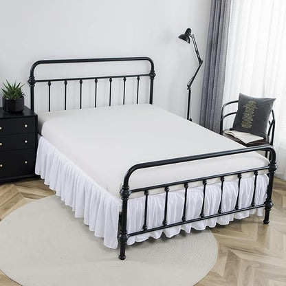 Bed Skirt Twin Size Ruffled Bed Skirt with Split Corners, 12 Inch Drop Dust Ruffle Bed Skirt with Platform, White