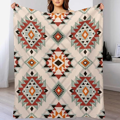 Southwest Style Blanket, Boho Geometric Print Throw Blanket Tribal Aztec Blanket for Couch Bed Sofa Cover Throw Home DéCor 50"x60"