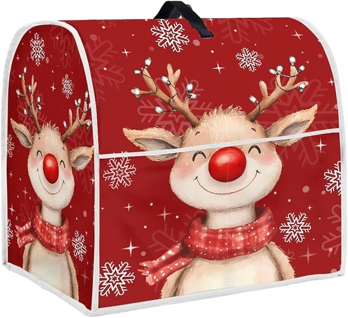 Christmas Reindeer Stand Mixer Cover 4.5-5 Quart Kitchen Mixer Cover Washable Food Processor Protective Covers Dust Protection Insulated Kitchen Appliance Cover Xmas Decor