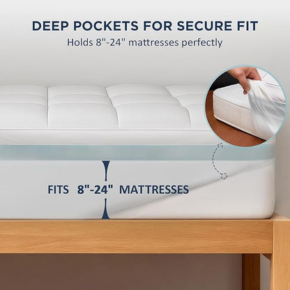 Dual Layer 4 Inch Memory Foam Twin XL Mattress Topper for College Dorm, 2 Inch Cooling Gel Memory Foam and 2 Inch Down Alternative Pillow Top Mattress Pad Cover 8-24 Inch Deep Pocket