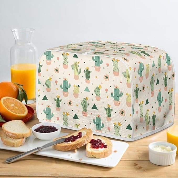 ZFRXIGN Cactus Toaster Cover 4 Slice Wide Slot Toaster Dust Covers Oven Cover Stain Resistant Kitchen Small Appliance Cover with Top Handle Home Decor Mexican Toaster Cover Beige