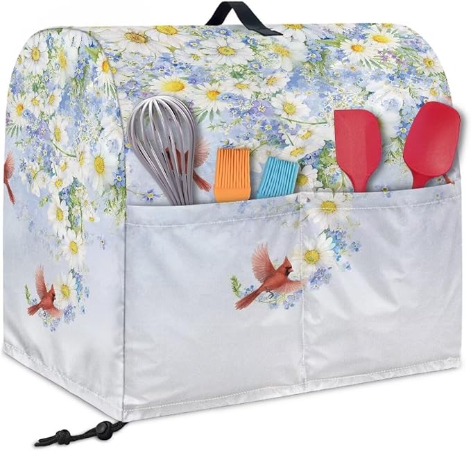 Cardinal Bird with Flower Mixer Dust Covers 6-8 Quart Stand Mixer Covers Protector Accessories Kitchen Decoration