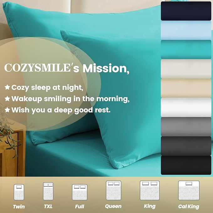 Silky Soft Queen Size Sheet Set - Luxury 4 Piece Breathable Cooling Sheets for Queen Size Bed, 16" Deep Pocket Easy Care Wrinkle Free Bedding Sheet and Pillowcase Set, Turquoise