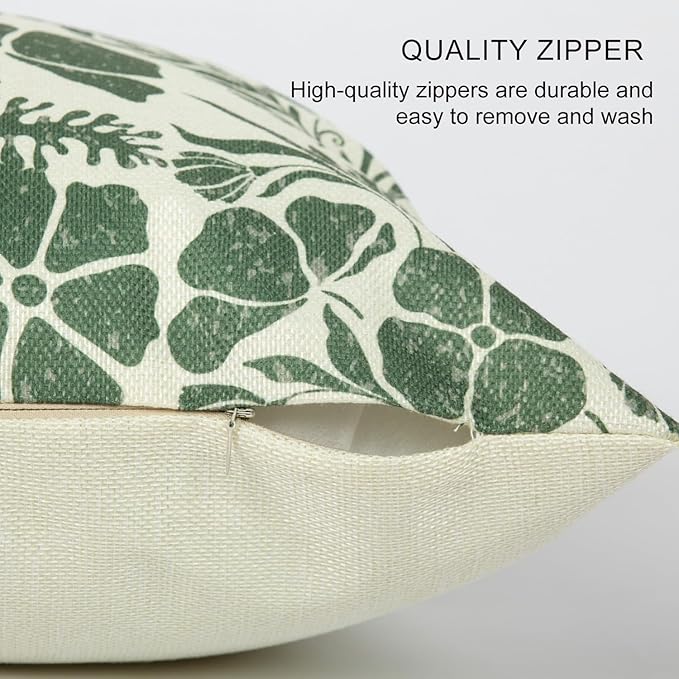Matisse Flowers Plants Botanical Pillow Cover 18x18 Set of 2, Boho Floral Decorative Linen Pillow Cushion Case,Farmhouse Home Decor for Outdoor Couch Bedroom Car Green