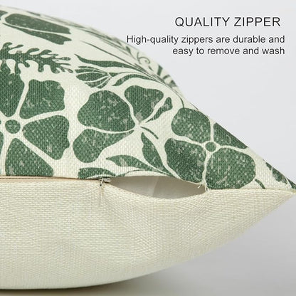 Matisse Flowers Plants Botanical Pillow Cover 18x18 Set of 2, Boho Floral Decorative Linen Pillow Cushion Case,Farmhouse Home Decor for Outdoor Couch Bedroom Car Green
