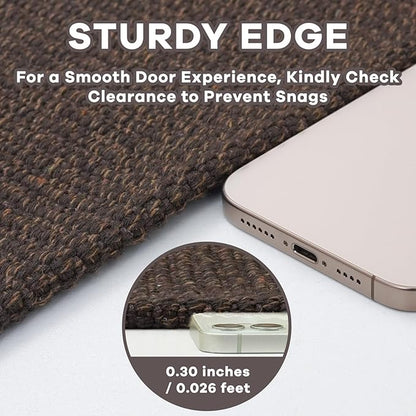 EARTHALL Washable Area Rug 3x5 Ft Non Slip Rugs for Entryway, Braided Rubber Backed Throw Rugs Door Mat Indoor Outdoor Entrance, Cotton Woven Carpet for Kitchen Foyer Front Door, Brown/Coffee