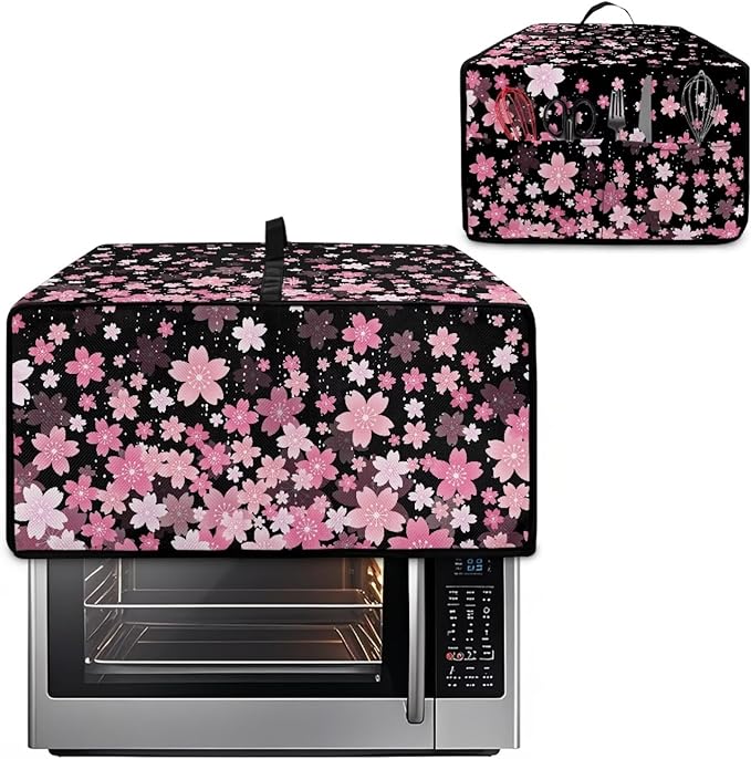Waterproof Toaster Oven Cover Cherry Blossom Print Dust-Proof Microwave Oven Grill Cover Protector with Top Handle Easy to Clean Decor Accessories for Kitchen, M