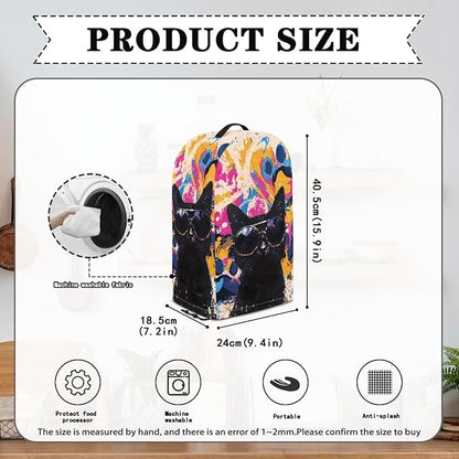 Cool Black Cats Blender Cover Kitchen Appliance Cover Anti Fingerprint Dust Protection Washable Coffee Machine Cover Food Processor Dust Cover Stand Mixer Cover with Top Handle