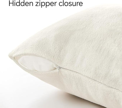 BEDELITE Velvet Pillow Covers 26x26 with Zipper, 2 Pack Super Soft Square Pillow Covers for Bedroom, Sofa, Couch,Luxury Cozy Fleece Pillowcases for All Seasons(26x26 Inches, Off White)