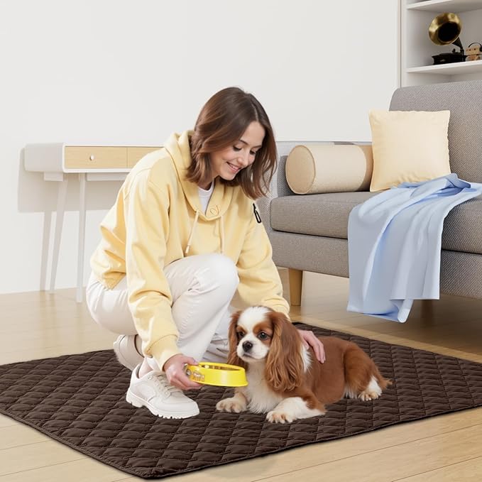 Smiry Waterproof Dog Bed Cover Blanket, Soft Reversible Pet Blanket, Washable Leakproof Cats Dogs Couch Cover for Sofa, Couch, Furniture, Plaid (82x102 Inch, Chocolate/Dark Grey)