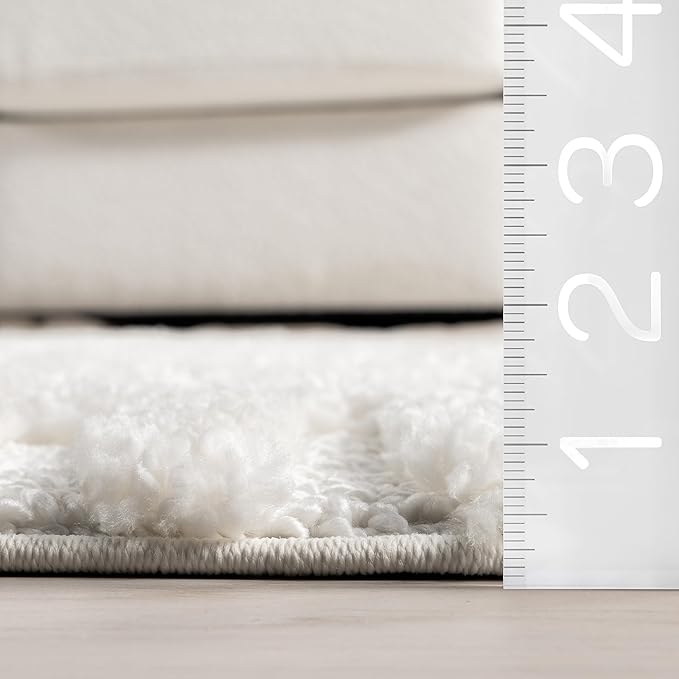 nuLOOM Risette Ivory, 6' Square, Geometric, Soft and Textured, High Traffic, Stain Resistant, Easy Clean, Durable Area Rug for Bedroom, Living Room, Dining Space, Den, Foyer, Entryway