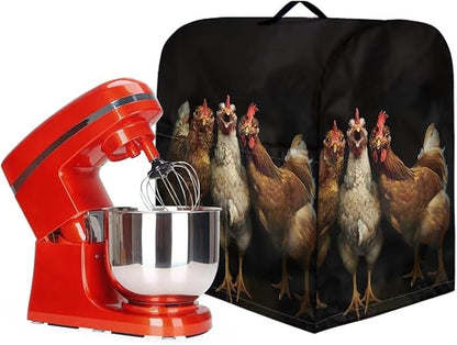Funny Rooster 3D Print Stand Mixer Covers Kitchen Aid Mixer Cover Mixer Dust Cover with Pockets and Handle Kitchen Accessories Mixer Covers Black