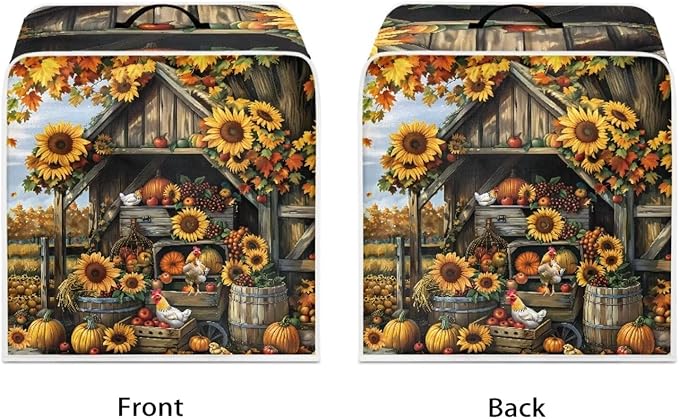 Coffee Maker Cover For Kitchen With Top Handle Waterproof Dust Appliance Cover Suitable For Most Coffee Machine Models Sunflower Chicken Coop Pattern