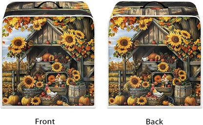 Coffee Maker Cover For Kitchen With Top Handle Waterproof Dust Appliance Cover Suitable For Most Coffee Machine Models Sunflower Chicken Coop Pattern