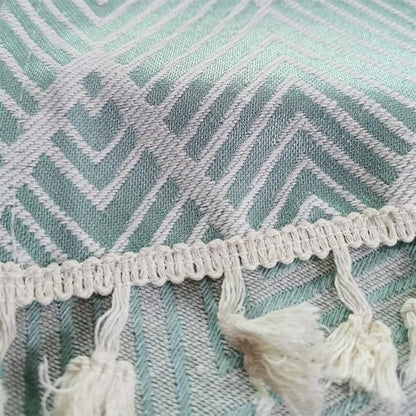 Simple Bedside Table Tassel Cover Cloth, Tablecloth Cover Towel, Suitable for Bedside Table TV Microwave Washing Machine Refrigerator Dust Cover (Light Green, 15.7 * 35.4 inches)