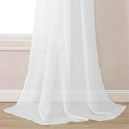 DONREN White Sheer Window Valance - Luxury Soft Semi-Sheer Scarf for Window Wedding Arch Curtains (1 Panel, 52 x 216 Inch Length)