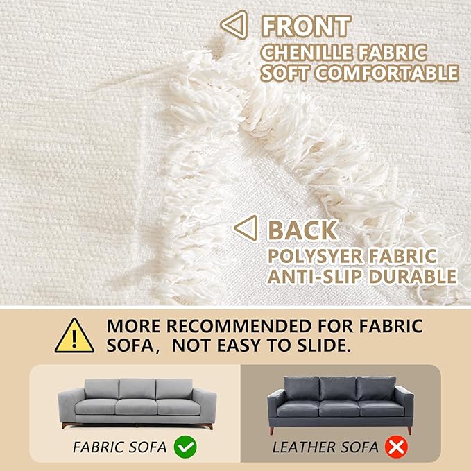 MEETSKY Couch Cover Sofa Cover Washable Love Seat Couch Covers Single Chenille Couch Cover Living Room Dogs Couch Protector Sofa Slipcovers for Pets,Kids, 71"x 102", Beige