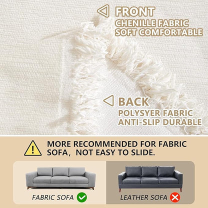 MEETSKY Couch Cover Sofa Cover Washable Love Seat Couch Covers Single Chenille Couch Cover Living Room Dogs Couch Protector Sofa Slipcovers for Pets,Kids, 71"x 102", Beige