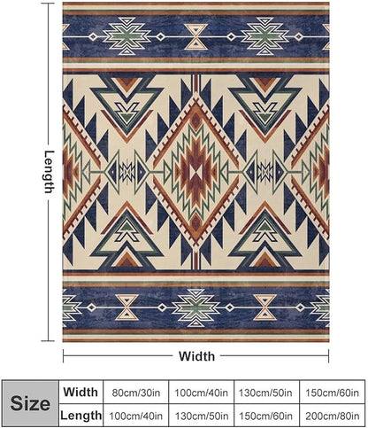 Native Throw Blanket, Southwest Tribal Aztec Pattern Vintage Abstract Ethnic Geometric Print Couch Sofa Bed Plush Throw Blanket 50"x60"