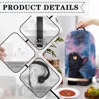 Black Cats Starry Sky Blender Cover Dust Cover Appliance Dust Cover for Small Food Processor Coffee Maker Juice Maker with Top Handle Blue and Pink Starry Sky