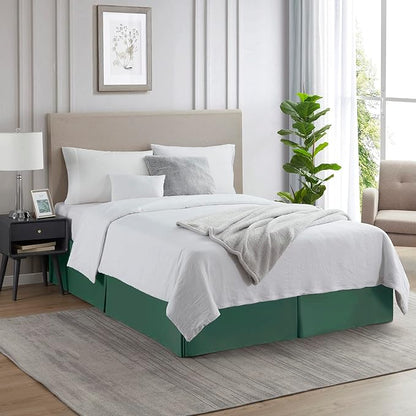 Nestl Hunter Green Bed Skirt King Size - King Bed Skirt 14 Inch Drop - Brushed Microfiber Bed Skirts - Hotel Quality Pleated Bed Skirt - Shrinkage & Fade Resistant
