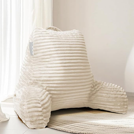 Hearth & Harbor Reading Pillow for Bed Adult – Back Pillow for Sitting in Bed, Standard Bed Pillows for Sitting Up in Bed, Foam Bed Chair Pillow, Linen Bed Rest Pillow