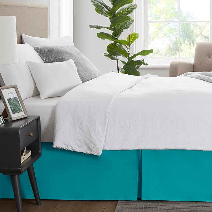 Nestl Teal Full Bed Skirt - Full Size Bed Skirt 14 Inch Drop - Brushed Microfiber Bed Skirts - Hotel Quality Pleated Bed Skirt - Shrinkage & Fade Resistant