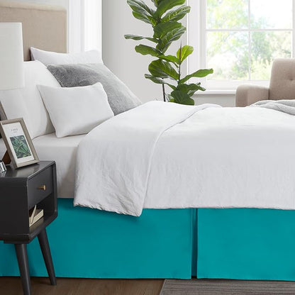 Nestl Teal Full Bed Skirt - Full Size Bed Skirt 14 Inch Drop - Brushed Microfiber Bed Skirts - Hotel Quality Pleated Bed Skirt - Shrinkage & Fade Resistant