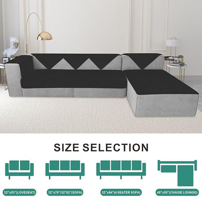 Foxdecor Couch Cover Sofa Covers Washable, Dog Bed Cover Couch Covers for 3 Cushion Couch Sofa Pet Friendly, Dog Couch Cover Furniture Covers for Pets.(Black 32x53 inch)