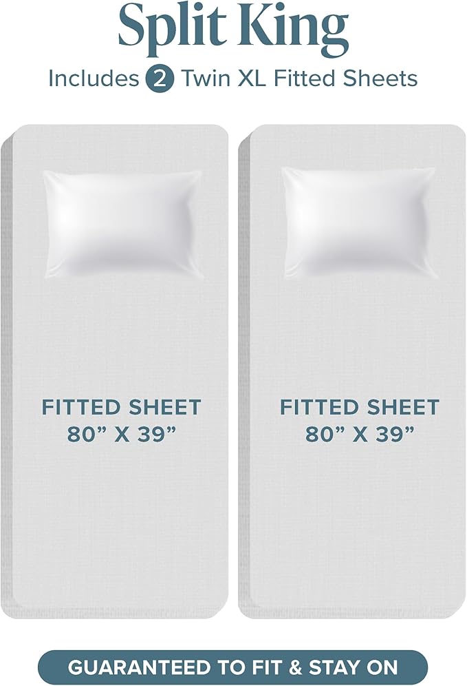 Bare Home Split King Sheet Set - 1800 Ultra-Soft Microfiber Bed Sheets - Double Brushed - Deep Pockets - Easy Fit - 5 Piece Set - Bed Sheets & Pillowcases (Split King, Wheat)