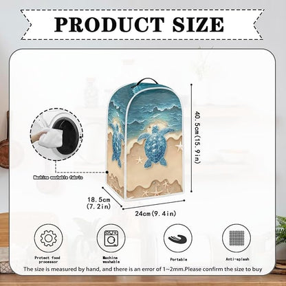 Talayituse Beach Turtle Starfish Print Blender Dust Cover, Fingerprint Protection Cover for Stand Mixer or Coffee Machine, Home Kitchen Appliance Covers for Stain Dust Resistant Supplies