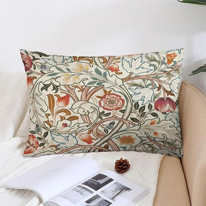 Flower Red William Morris Throw Pillow Covers 12x20 Inch Aesthetic Pillow Velvet Decorative Pillowcase Home Decor Living Room Cushion Case for Bed Sofa Couch